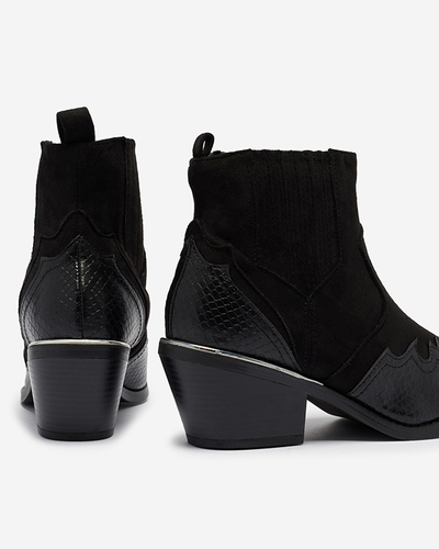 Cizme de cowboy de piele ecologică neagră pe stâlp joasă Zirras - Încălțăminte