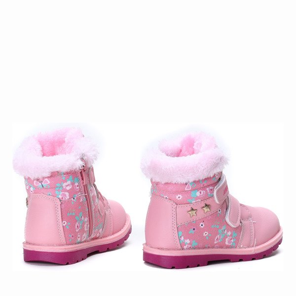 Dziecięce różowe trapery ocieplane Juna - Obuwie