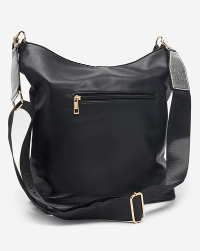 Geanta de dama neagra si argintie cu dungi decorative - Accesorii