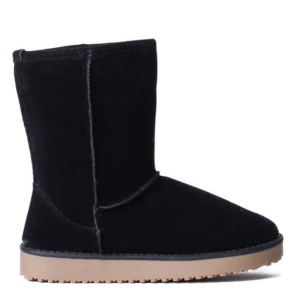 Ocieplane, czarne śniegowce Mibela - Obuwie