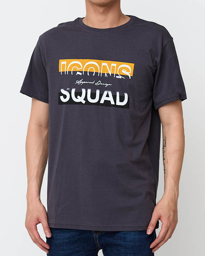 Tricou barbatesc gri inchis cu imprimeu - Imbracaminte