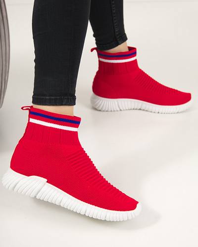 OUTLET Pantofi sport roșii de damă cu glezne înalte by Deloni - Încălțăminte