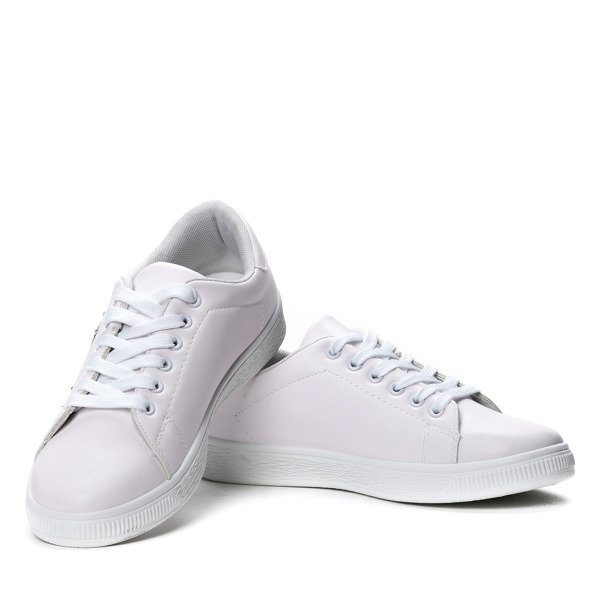 Białe tenisówki z haftem w kwiaty Joy- Obuwie