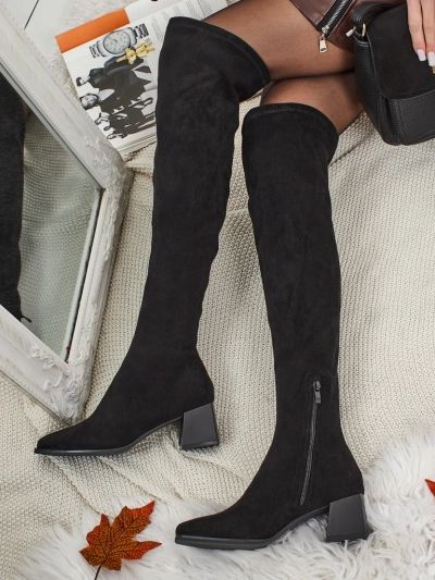 Cizme de damă peste genunchi din piele ecologică întoarsă Dovrisse