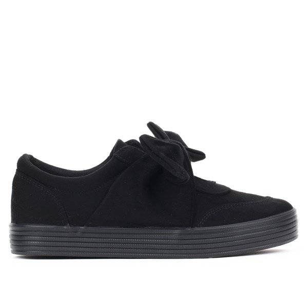 Czarne trampki z kokardą - Obuwie