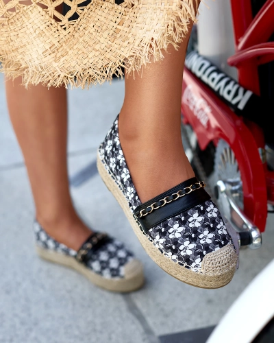 Espadrile florale negre Azzaxi- Footwear