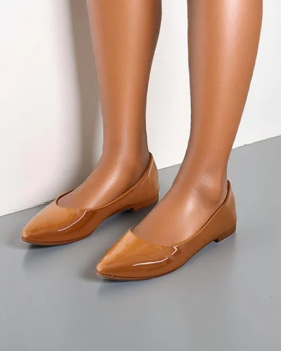 Royalfashion Pantofi ballet din piele ecologică lacuită pentru femei Aramiese