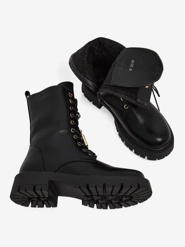 Botine de damă Venit cu șireturi din piele ecologică