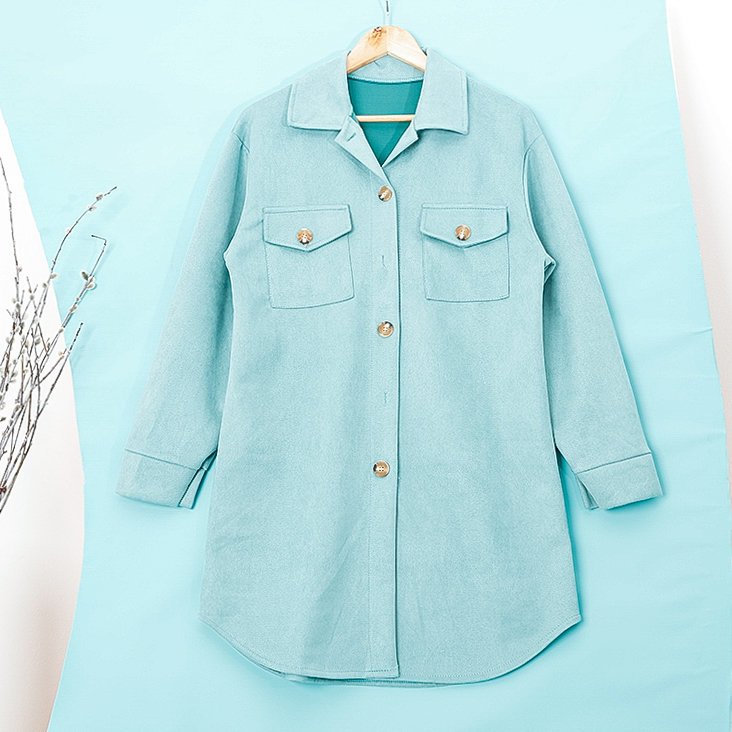 Geacă de cămașă oversize pentru damă ecologică de menta pentru femei - Îmbrăcăminte