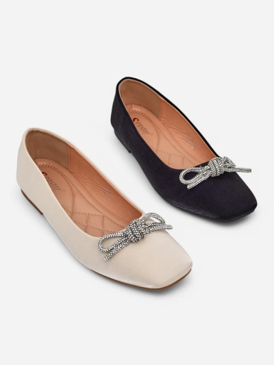 Royalfashion Pantofi ballet pentru femei cu fundă și luciu Ofenal