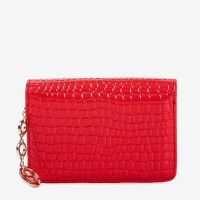 Portofel mic pentru femei roșu, cu relief de animale - Portofel