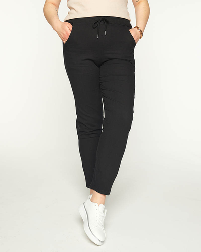 Pantaloni negri confortabili de damă PLUS SIZE - Îmbrăcăminte