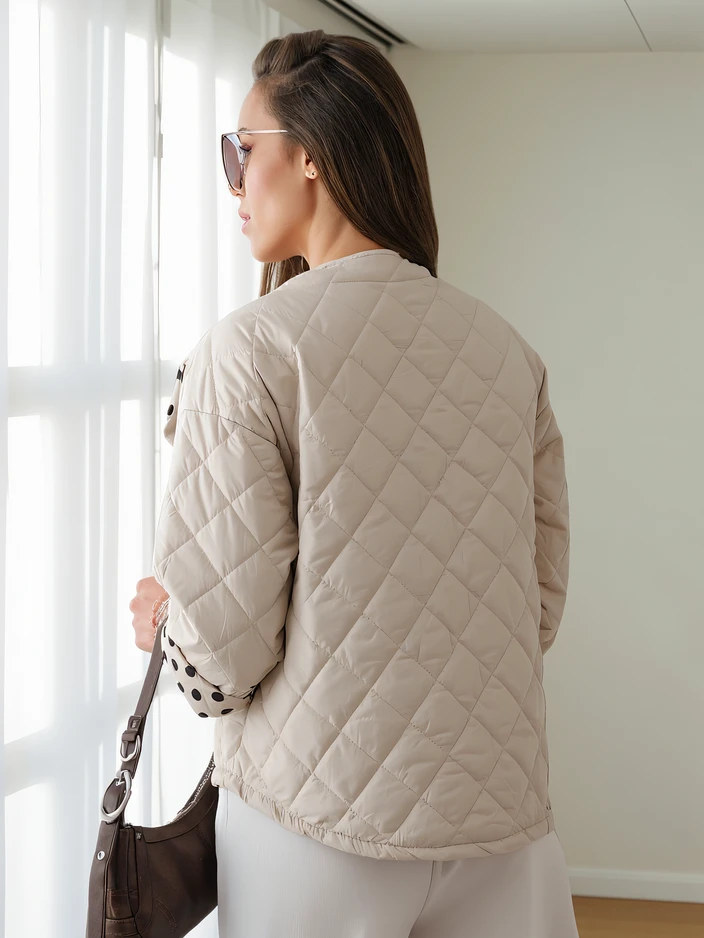 Jachetă de tranziție primăvară pentru femei Royalfashion cu căptușeală florală și cu buline