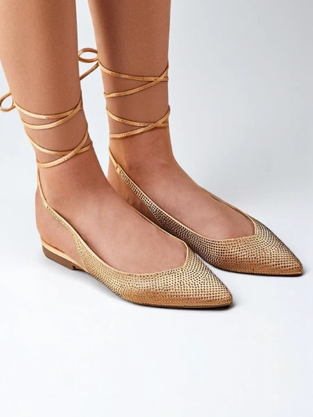 Pantofi ballet Royalfashion pentru femei cu strassuri fără toc Daggas