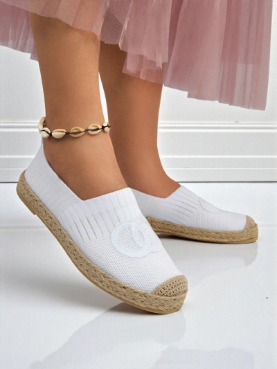 Espadril pa dama Calista Biancha – blanku platé di suède ekológiko, estilo italiano