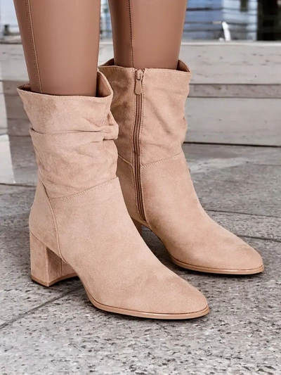 Botine de damă din eco-suede Royalfashion pe toc bloc Korride