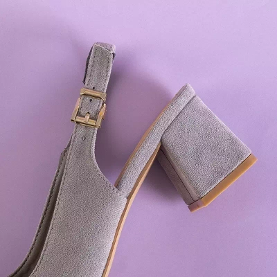 OUTLET Sandale de dama gri din piele intoarsa pe un stalp Panella - Incaltaminte