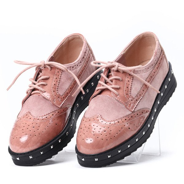 Różowe oxfordy z ćwiekami Halsey - Obuwie