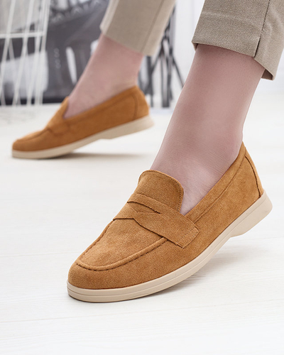 Mocasini de damă din eco-suede de culoare camel Daffer- Footwear