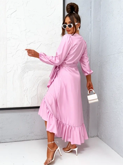 Royalfashion Rochie midi legată pentru femei cu volane