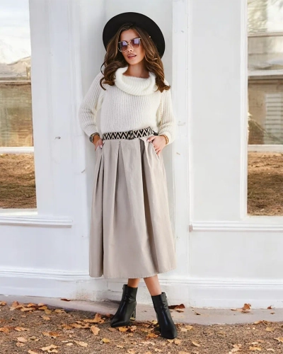 Fusta midi pentru femei de la Royalfashion a' la catifea