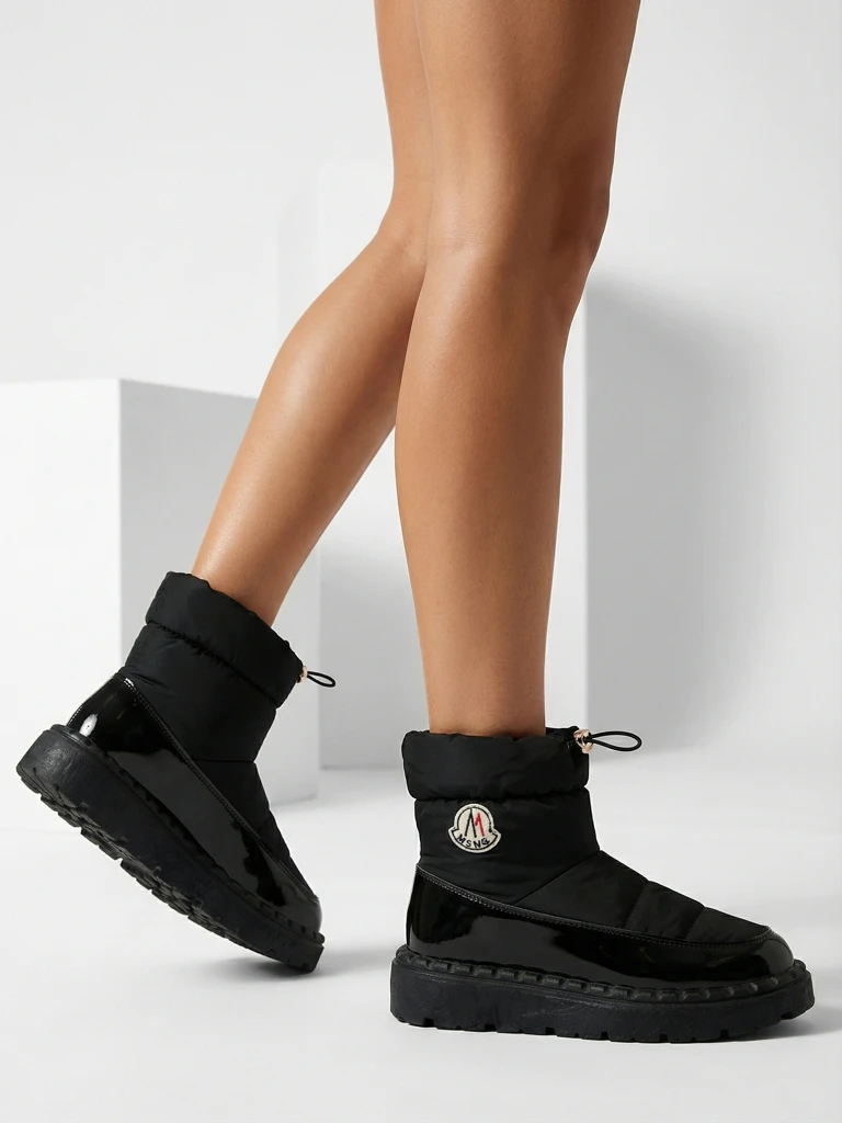 Royalfashion Cizme de zăpadă slip-on pentru femei de culoare neagră Ireda