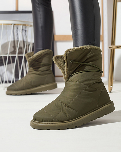 Pantofi de damă verde închis a'la cizme de zăpadă Amirfu- Footwear