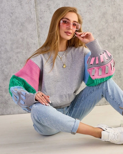 Royalfashion Hanorac pentru femei cu mâneci colorate