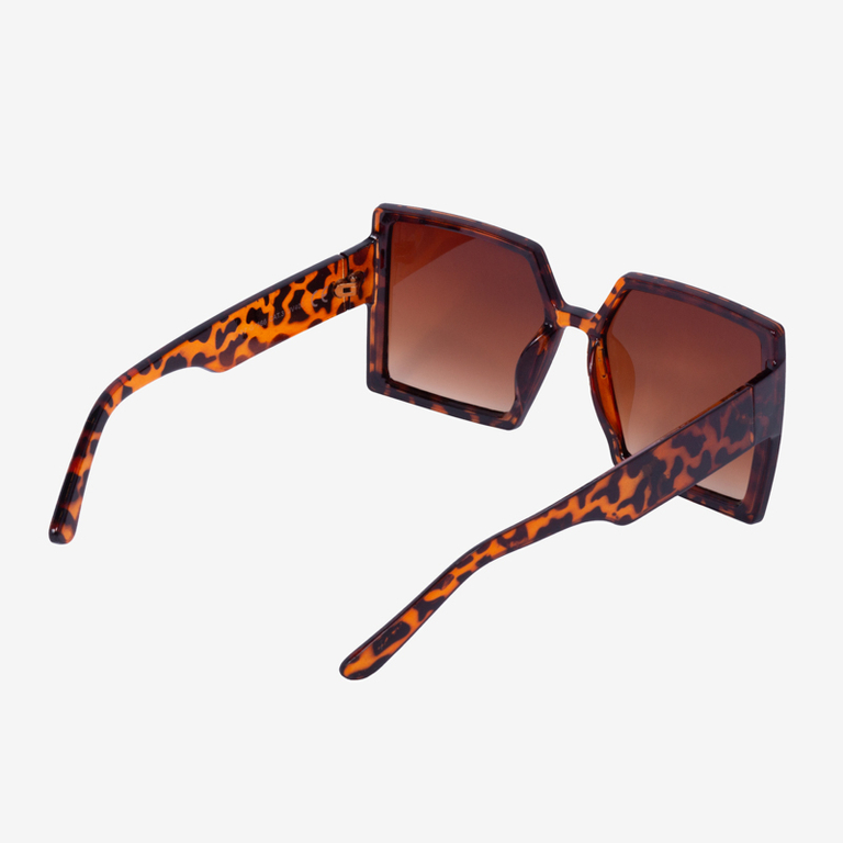 Ochelari de soare pătrați maro cu imprimeu leopard - Accesorii
