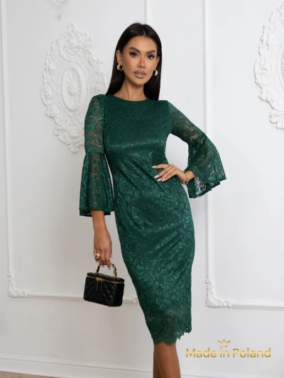 Rochie midi de damă din dantelă cu mâneci largi Holly Wow