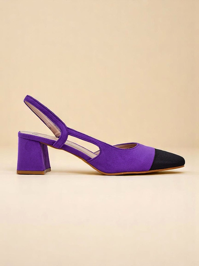 Royalfashion Zapatos de salón de tacón bajo con adorno en la puntera Eleganzo para mujer