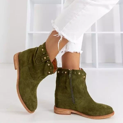 OUTLET Cizme de cowboy verde închis pe o pană Brenna - Pantofi