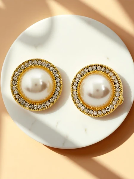 Royalfashion Cercei cu clips pentru femei cu perlă Aurelia Perla