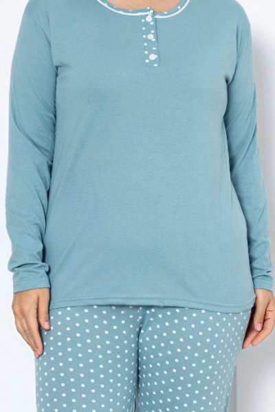 Royalfashion Pijama din Bumbac pentru Femei 2-Piese cu Puncte PLUS SIZE