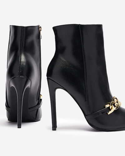 OUTLET Cizme stiletto negre decorate cu un lanț Rittle- Footwear
