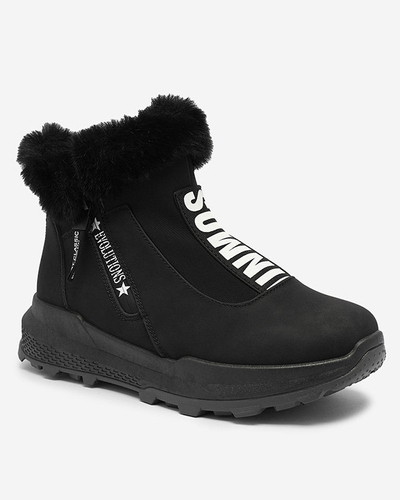 OUTLET Cizme izolate de damă negre cu blană Scherr- Footwear