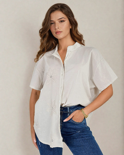 Royalfashion Cămașă oversize pentru femei cu broderie
