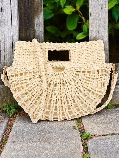 Royalfashion Poșetă mică de damă din paie Mini Moon Straw