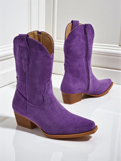 Botine cowboy de damă din piele ecologică întoarsă SpireHush