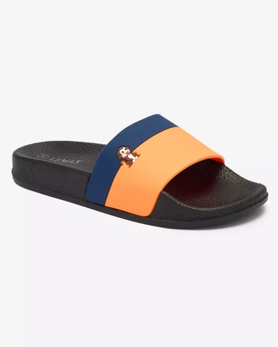 Royalfashion Șlapi de cauciuc pentru femei, portocalii și albastru marin Lierigs
