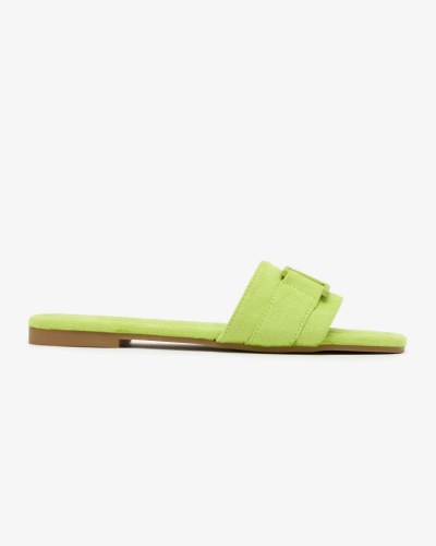 Royalfashion Șlapi de damă verde neon cu cataramă Rydr