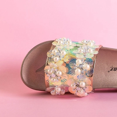 OUTLET Sandale cu platformă pentru femei, cu ornamente din aur roz Maurelle - Încălțăminte