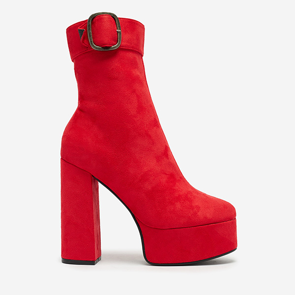 OUTLET Cizme roșii cu toc înalt pentru femei Vefera - Încălțăminte