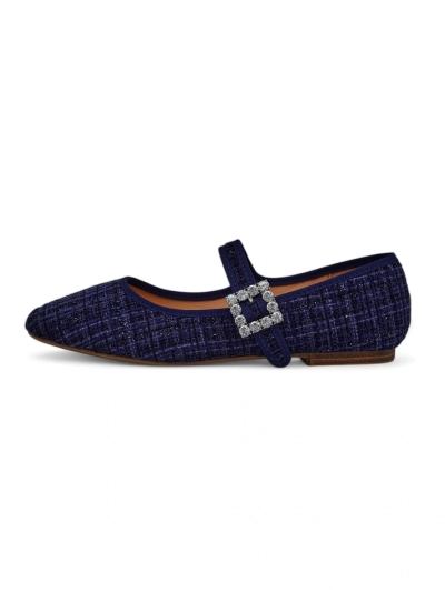 Pantofi ballet pentru femei Royalfashion cu carouri, cu cataramă și curea Riffos