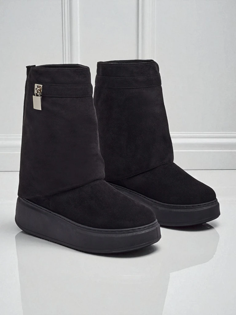 Cizme scurte tip snowboots pentru femei cu parte superioară detașabilă Elizze