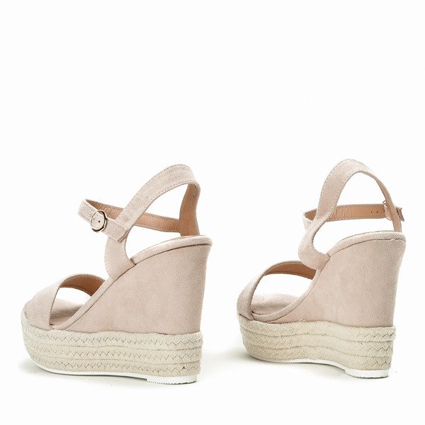 Beżowe sandały na koturnie Jokin - Obuwie