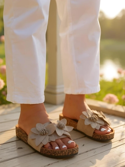 Papuci de plajă Royalfashion pentru femei cu flori Foules