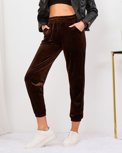 Royalfashion Pantaloni de trening din catifea gri pentru femei