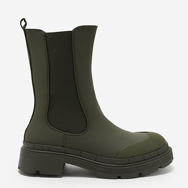 OUTLET Cizme înalte de damă de culoare verde închis mat Namrid- Footwear