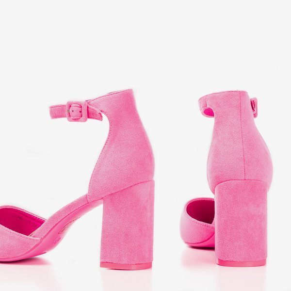 Neonowe różowe sandały damskie na wyższym słupku Raviola - Obuwie